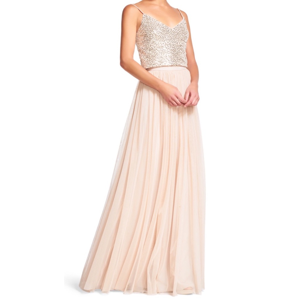 👑 2/$100! Adrianna Papell Sequin Bodice Blush Formal Dress